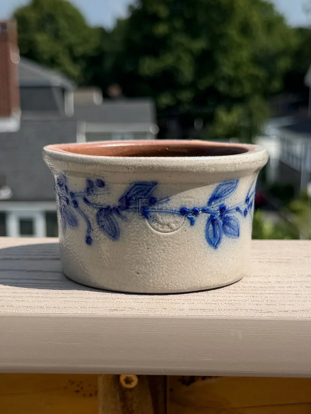 Salmon Falls Stoneware Pottery Salt Glaze Blueberry Vine Farmhouse Crock